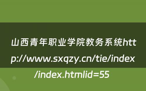 山西青年职业学院教务系统http://www.sxqzy.cn/tie/index/index.htmlid=55 