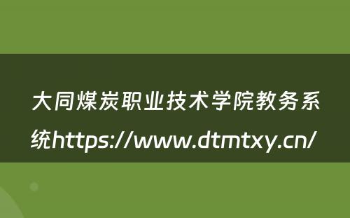 大同煤炭职业技术学院教务系统https://www.dtmtxy.cn/ 