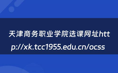 天津商务职业学院选课网址http://xk.tcc1955.edu.cn/ocss 