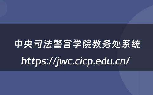 中央司法警官学院教务处系统https://jwc.cicp.edu.cn/