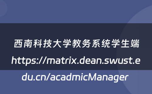 西南科技大学教务系统学生端https://matrix.dean.swust.edu.cn/acadmicManager 