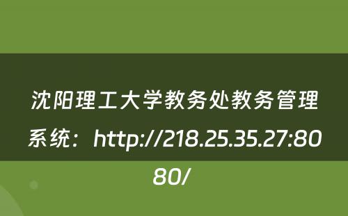 沈阳理工大学教务处教务管理系统：http://218.25.35.27:8080/ 