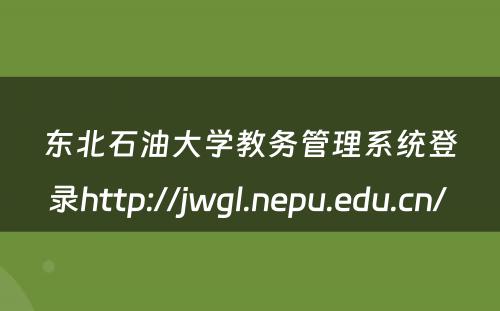 东北石油大学教务管理系统登录http://jwgl.nepu.edu.cn/ 