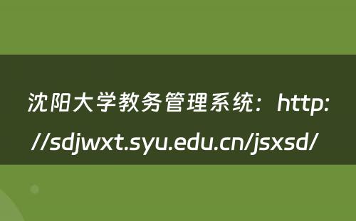沈阳大学教务管理系统：http://sdjwxt.syu.edu.cn/jsxsd/ 