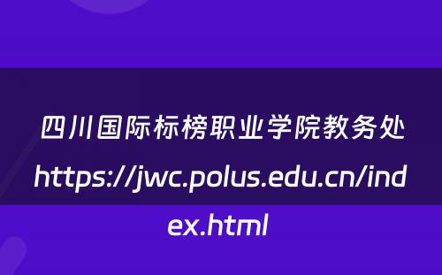 四川国际标榜职业学院教务处https://jwc.polus.edu.cn/index.html 