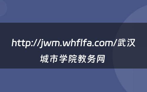 http://jwm.whflfa.com/武汉城市学院教务网 