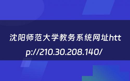 沈阳师范大学教务系统网址http://210.30.208.140/ 