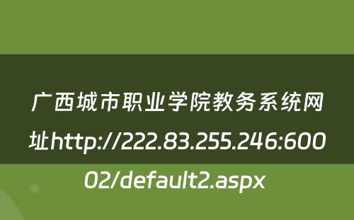 广西城市职业学院教务系统网址http://222.83.255.246:60002/default2.aspx 