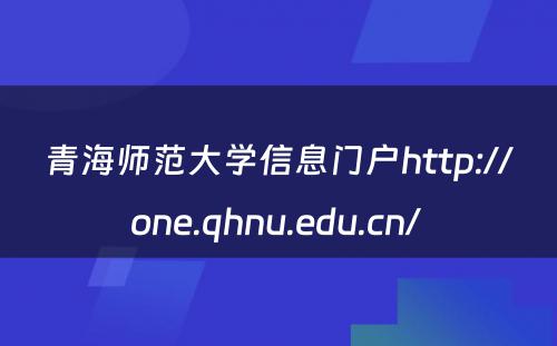 青海师范大学信息门户http://one.qhnu.edu.cn/ 