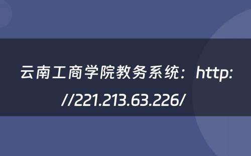 云南工商学院教务系统：http://221.213.63.226/ 