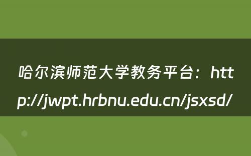 哈尔滨师范大学教务平台：http://jwpt.hrbnu.edu.cn/jsxsd/ 