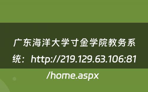 广东海洋大学寸金学院教务系统：http://219.129.63.106:81/home.aspx 