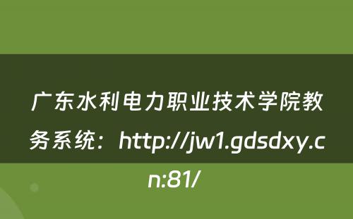 广东水利电力职业技术学院教务系统：http://jw1.gdsdxy.cn:81/ 