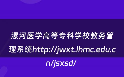 漯河医学高等专科学校教务管理系统http://jwxt.lhmc.edu.cn/jsxsd/ 