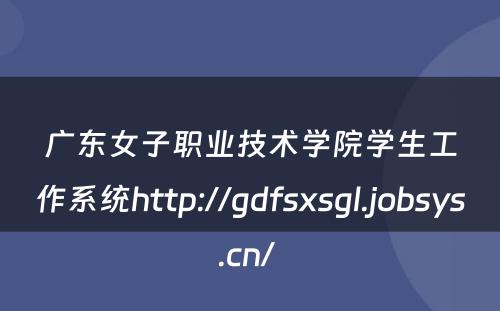 广东女子职业技术学院学生工作系统http://gdfsxsgl.jobsys.cn/ 