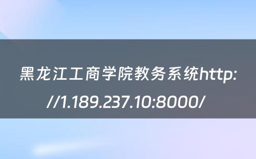 黑龙江工商学院教务系统http://1.189.237.10:8000/ 