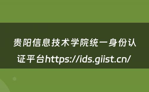 贵阳信息技术学院统一身份认证平台https://ids.giist.cn/ 