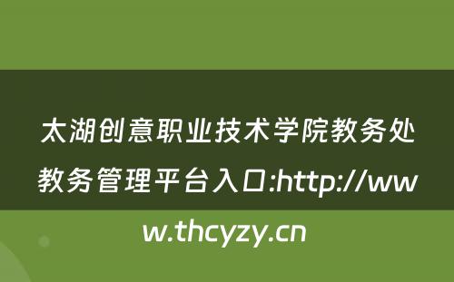 太湖创意职业技术学院教务处教务管理平台入口:http://www.thcyzy.cn 