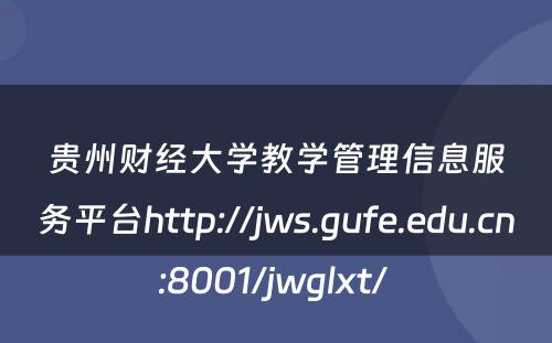 贵州财经大学教学管理信息服务平台http://jws.gufe.edu.cn:8001/jwglxt/ 