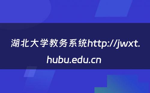 湖北大学教务系统http://jwxt.hubu.edu.cn 