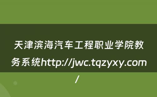天津滨海汽车工程职业学院教务系统http://jwc.tqzyxy.com/ 