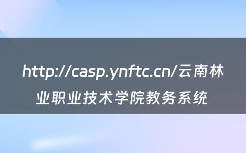 http://casp.ynftc.cn/云南林业职业技术学院教务系统 