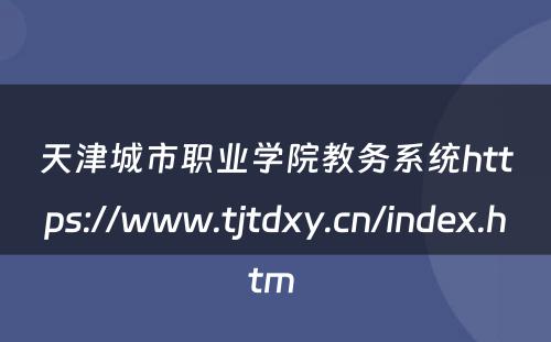 天津城市职业学院教务系统https://www.tjtdxy.cn/index.htm 
