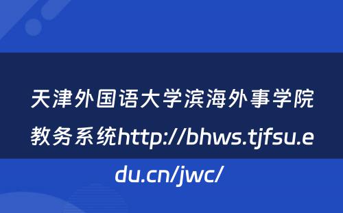 天津外国语大学滨海外事学院教务系统http://bhws.tjfsu.edu.cn/jwc/ 