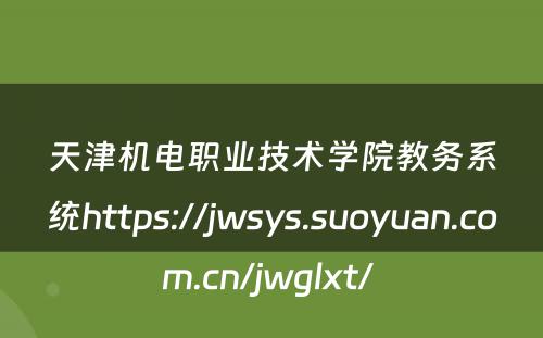 天津机电职业技术学院教务系统https://jwsys.suoyuan.com.cn/jwglxt/ 