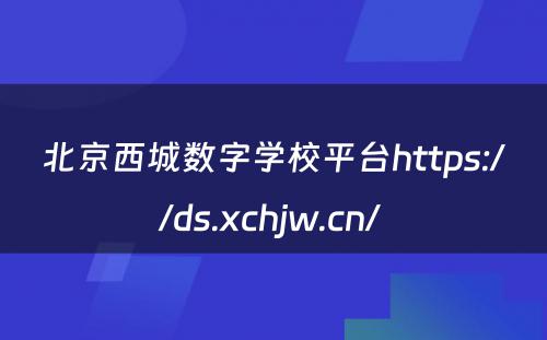 北京西城数字学校平台https://ds.xchjw.cn/ 