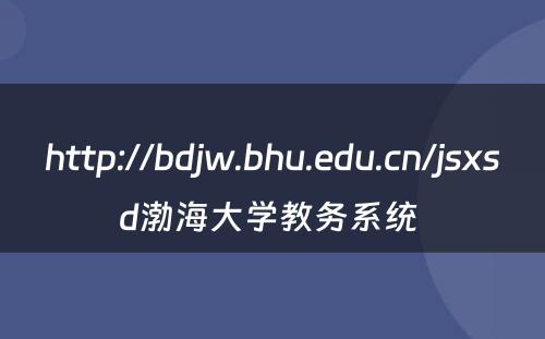 http://bdjw.bhu.edu.cn/jsxsd渤海大学教务系统 