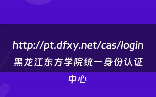 http://pt.dfxy.net/cas/login黑龙江东方学院统一身份认证中心 