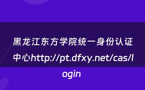 黑龙江东方学院统一身份认证中心http://pt.dfxy.net/cas/login 
