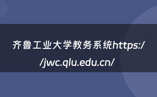 齐鲁工业大学教务系统https://jwc.qlu.edu.cn/ 