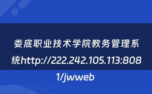 娄底职业技术学院教务管理系统http://222.242.105.113:8081/jwweb 