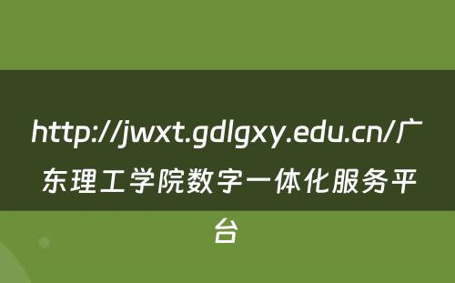 http://jwxt.gdlgxy.edu.cn/广东理工学院数字一体化服务平台 