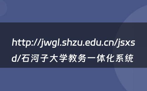 http://jwgl.shzu.edu.cn/jsxsd/石河子大学教务一体化系统 