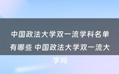 中国政法大学双一流学科名单有哪些 中国政法大学双一流大学吗