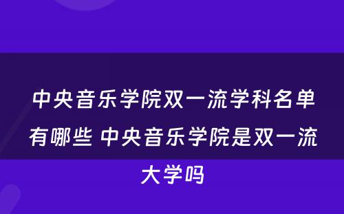 中央音乐学院双一流学科名单有哪些 中央音乐学院是双一流大学吗