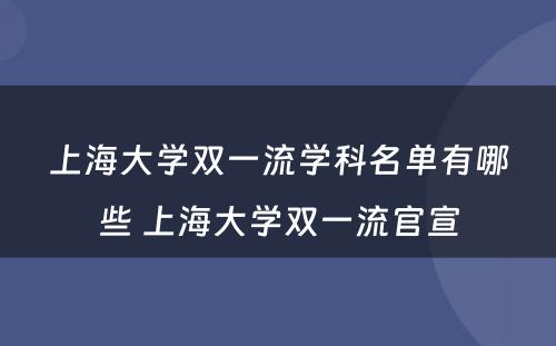 上海大学双一流学科名单有哪些 上海大学双一流官宣