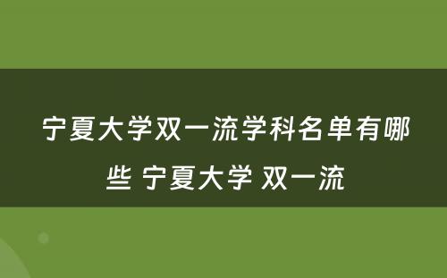 宁夏大学双一流学科名单有哪些 宁夏大学 双一流