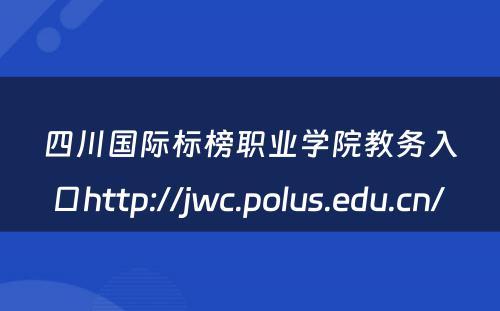 四川国际标榜职业学院教务入口http://jwc.polus.edu.cn/ 