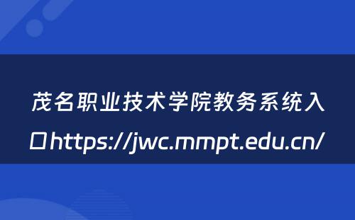 茂名职业技术学院教务系统入口https://jwc.mmpt.edu.cn/ 