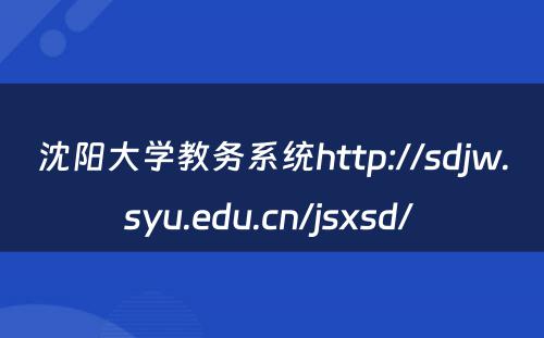 沈阳大学教务系统http://sdjw.syu.edu.cn/jsxsd/ 