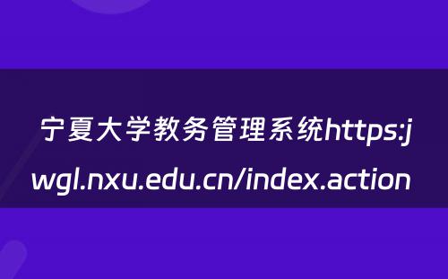 宁夏大学教务管理系统https:jwgl.nxu.edu.cn/index.action 