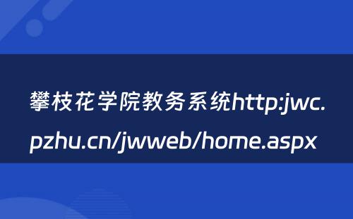攀枝花学院教务系统http:jwc.pzhu.cn/jwweb/home.aspx 