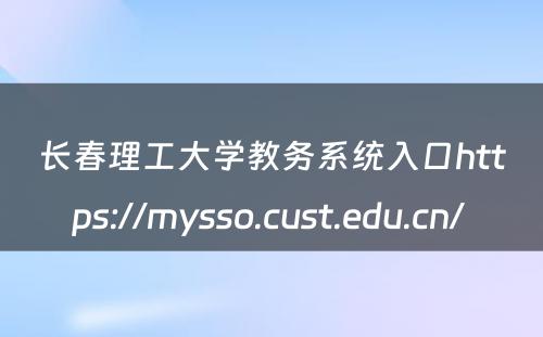 长春理工大学教务系统入口https://mysso.cust.edu.cn/ 