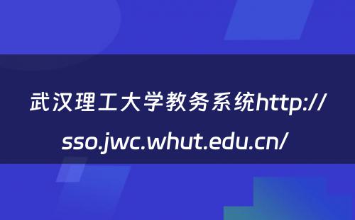 武汉理工大学教务系统http://sso.jwc.whut.edu.cn/ 