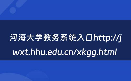 河海大学教务系统入口http://jwxt.hhu.edu.cn/xkgg.html 