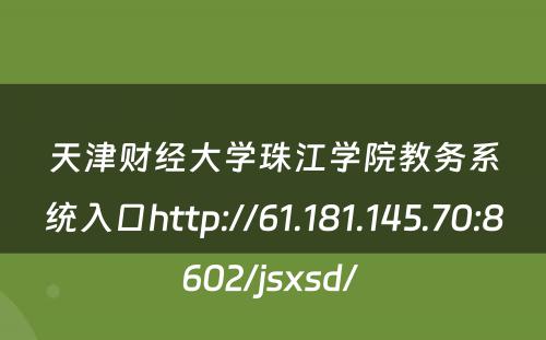 天津财经大学珠江学院教务系统入口http://61.181.145.70:8602/jsxsd/ 